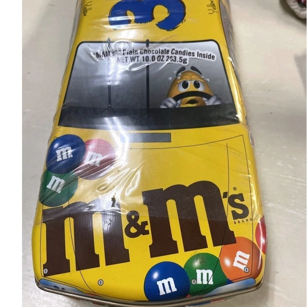 Vintage M&M's Racing #36 Yellow Stock Car Collectible Tin Factory Sealed 10oz